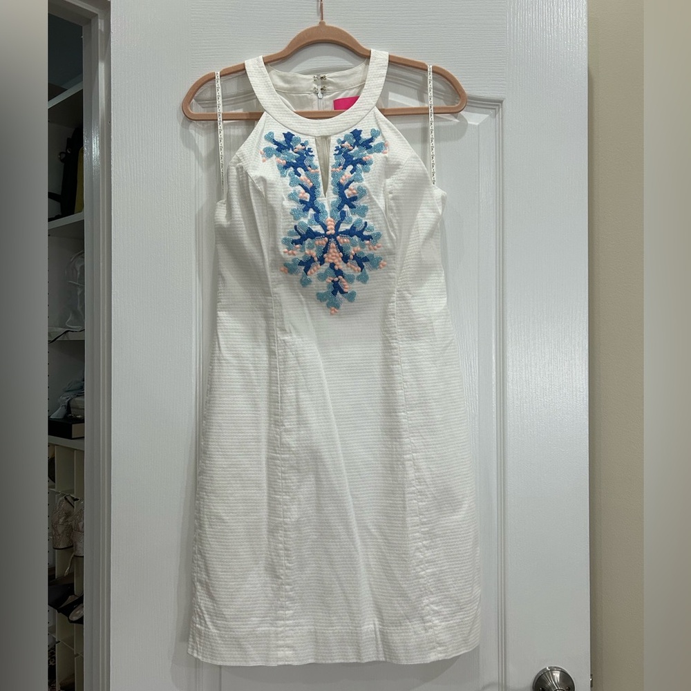 Lilly Pulitzer Jena Stretch Shift White Beads